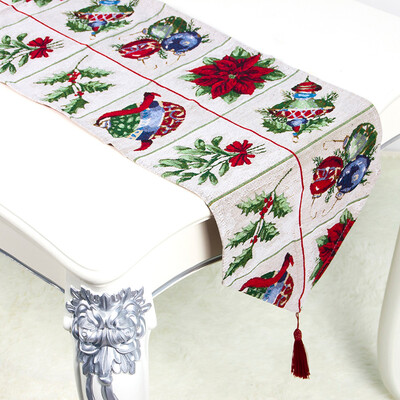 

Toponeto Creative Christmas Cloth Polyester Cotton Printed Table Flag Table Decorations