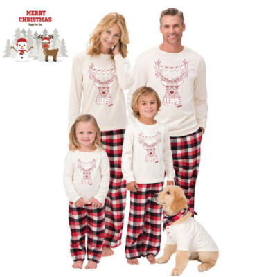 

Family Matching Christmas Pajamas Set Women Kid Pjs Reindeer Nightwear Sleepwear