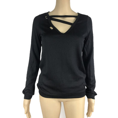 

Sweater Women Autumn New Fashion Simple V-neck Sweater Casual Loose Comfortable Long-sleeved Solid Color Female Wool Tops