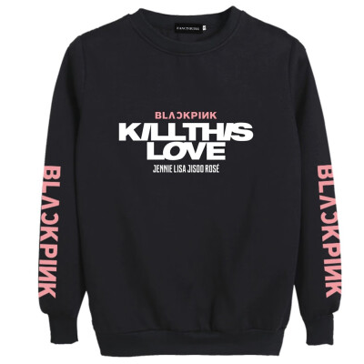 

Trendy BLACKPINK KILL THIS LOVE Album Letter Print HoodieSweatshirt Woman Pullover Sudadera Mujer -XL