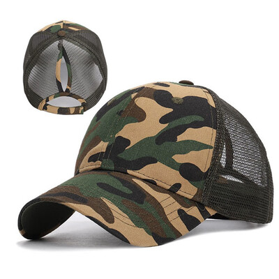 

7 Colors Ponytail Mesh Baseball Cap For Women Girls Summer Fashion Casual Cotton Camo Sun Hats