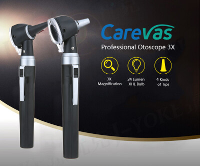 

Carevas Fiber Optic LED Otoscope 3X True View Full Spectrum Home Physician Ear Care Diagnostic Set with 8 Tips for Adult & Child F