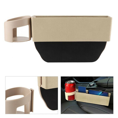 

Leather Car Storage Box Organizer Cup Holder Side Seat Tray Gap Filler Universal