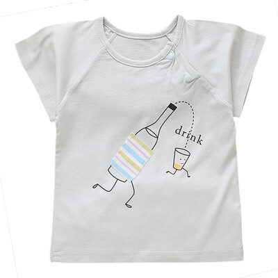 

Baby boy girl summer bamboo shirt fiber short-sleeved T-shirt new childrens printing patch T-shirt