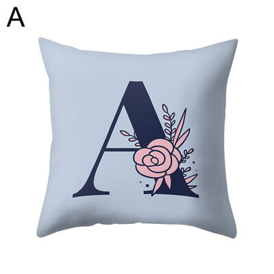 

Modern Capital Letter Flower Pillow Case Waist Throw Cushion Cover Home Decor