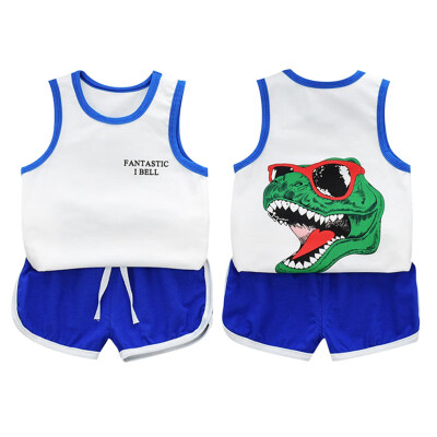 

Baby Boy Clothes Summer Baby Boys Casual Sleeveless Dinosaur Print Vest T-shirt TopsShorts Costume Set 0-5T