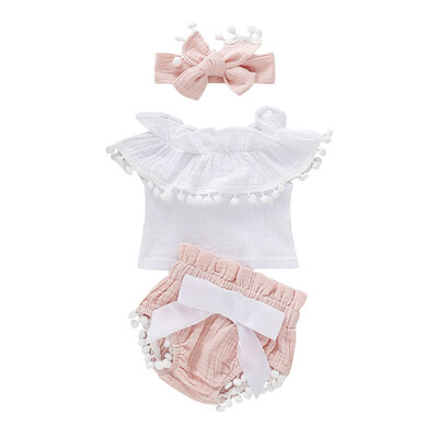 

Summer Baby Sets y Girl Sleeveless Top And Briefs And Headband Kid Three-piece Outfit Set Casual Fashion Baby Girl Clothes