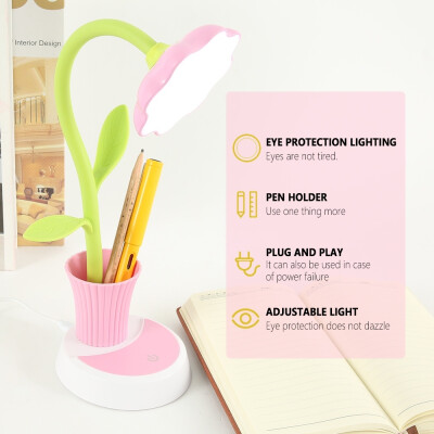 

Willstar 2 In 1 USB Rechargeable LED Desk Lamp Sunflower LED Desk Lamp with Pen Holder