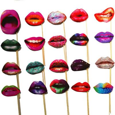 

20PcsLot DIY Colorful Sexy Lips Teeth Model Booth Photo Props Wedding Accessories Women Birthday Event Party Supplies