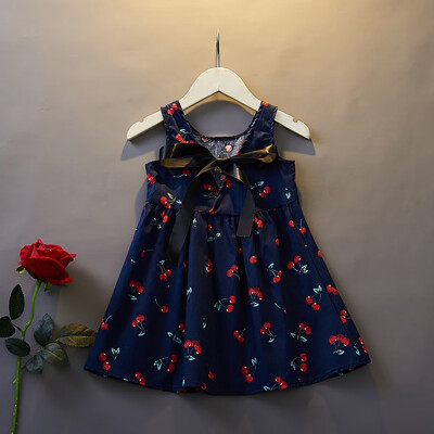 

Girl Clothing Summer Dresses for 1-6 Yrs Kids Girl Fashion Halter Sleeveless Dress Cherry Print Clothes