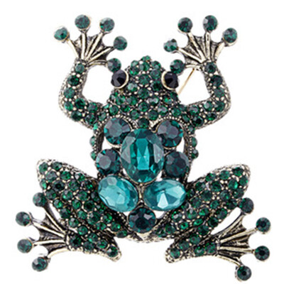 

Retro Alloy Rhinestone Frog Shape Brooch Scarf Clip Collar Pin Garment Accessories Individual