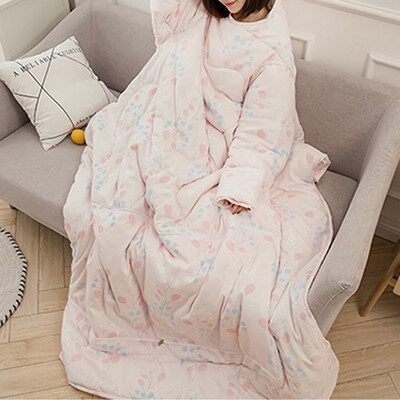 

Gobestart Multifunction Lovers Winter Warm Long Sleeve O-Neck Suit Print Thicken Blanket