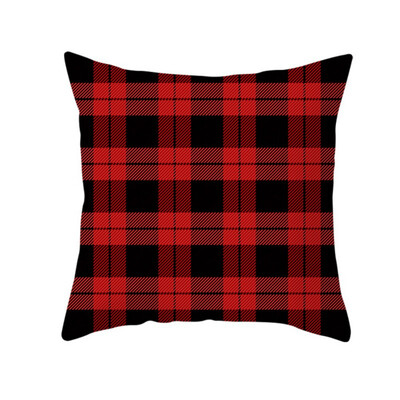 

177in Double-sided Decorative Christmas Theme Checked Throw Pillow Case Red Green Black Plaid Cushion Cover for Sofa Car Home