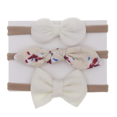 

3Pcs Cute Rabbit Ear Baby Headband Neonata Bow Flower Elastic Haarband Baby Girls Headbands Children Turban Hair Accessories Set