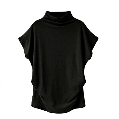 

Summer Fashion Women Solid Color Loose Turtle Neck Short Sleeve T-Shirt Top