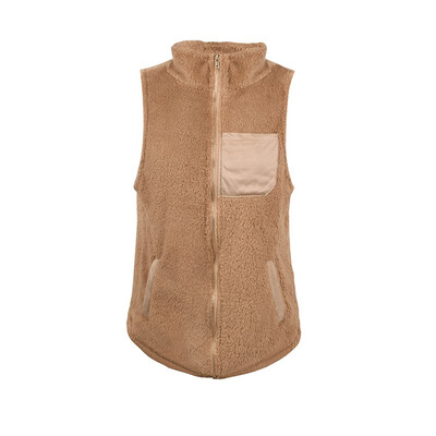 

Women Winter Warm Vest Stylish Personality Lapel Coat Wild Pocket Solid Color Zipper Vest 2019 Female Plus Velet Vest
