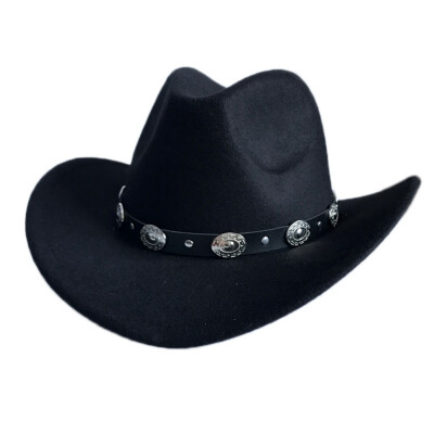 

9 Colors Unisex Women Men Woolen Cowboy Hat Wide Brim Trilby Hat