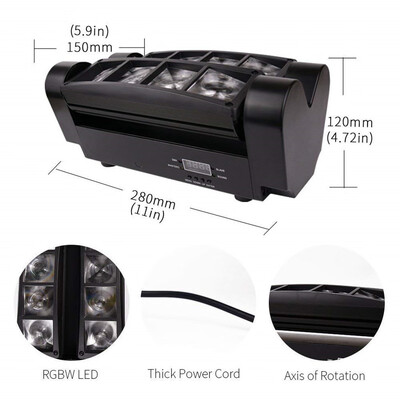 

〖Follure〗60W RGBW 8x LED Spider Beam Moving Head Stage Lighting Bar Disco DJ Party Lights