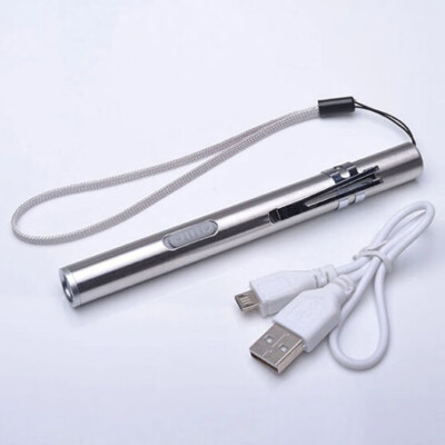 

1X Pen Size USB-Rechargeable Flashlight Torch Pocket Light 500lm Q5 LED Lamp Lot