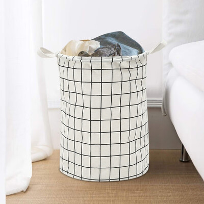 

Home Foldable Plaid Storage Basket Bin Box Toy Orangizer Storage Bag Basket