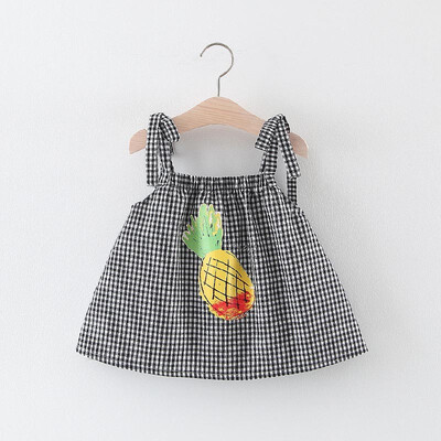 

Casual Summer Baby Girl Dress Cotton Pineapple Print Plaid Infant Girl Dresses Toddler Baby Girl Clothes Baby Dress