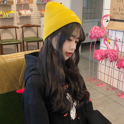 

Hat womens autumn&winter warm wool hat Korean version of the student hood day tie-ins knitted hat male tide