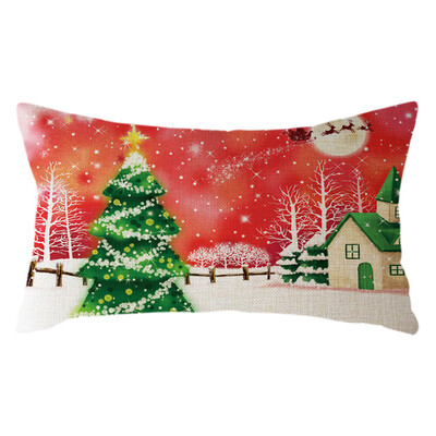 

Tailored Christmas Gifts Tree Pillow Case Linen 30x50cm Throw Cushion Cover Home Decor