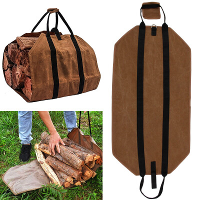 

Outdoor Canvas Firewood Fire Wood Holder with Handles Tote Carrying Bag