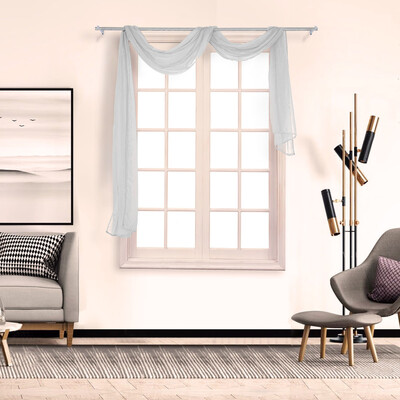 

Gobestart 1Pcs Voile Curtain Swags All Colours Pelmet Valance Net Curtains Voile Swag