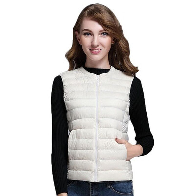 

2018 New Women 90 White Duck Down Vest Womens Ultra Light Duck Down Vest Jacket Autumn Winter Round Collar Sleeveless Coat