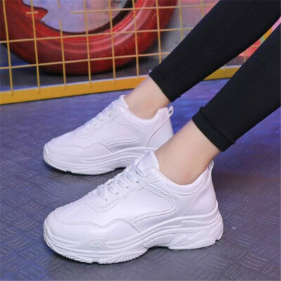 

LZJ New 2018 Spring Fashion Women Casual Shoes Leather Platform Shoes Women Sneakers White Chaussure Femme Zapatos De Mujer