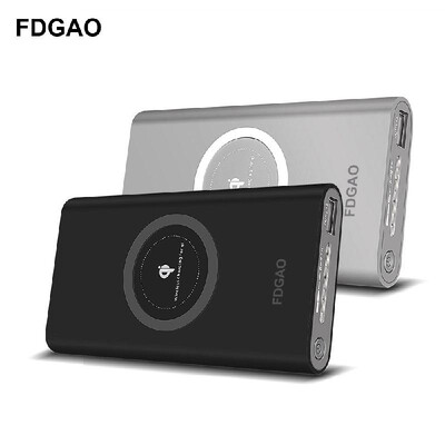 

FDGAO QI wireless charging mobile power 10000 mAh large capacity battery for Apple X gray