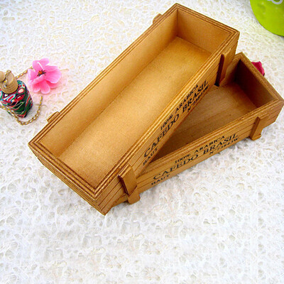 

JPGIF Vintage Wooden Boxes Crates Flower Pot Kitchen Trinket Desktop Storage Case