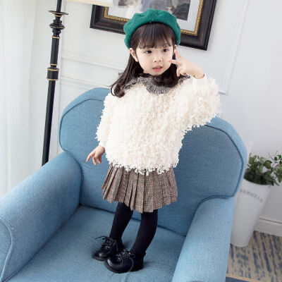 

Winter Girls Fluffy Lapel Plus Velvet Princess Princess Sweater Warm Solid Cotton Full New Children Clothes