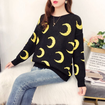 

Women print knitted sweater winter animal fashion casual long sleeve sweet female pullovers tops