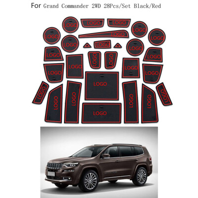 

28pcsset Car Non-Slip Interior Soft Door Groove Mats Cup Holder Pad Replacement For Jeep Grand Commander 2WD