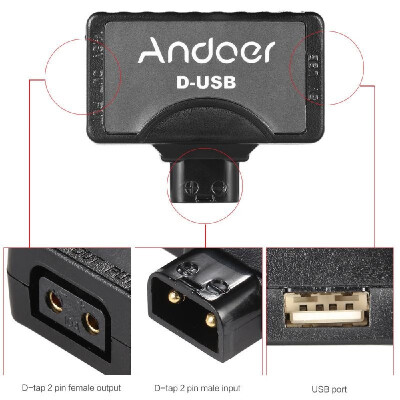 

Andoer D-Tap to 5V USB Adapter Connector for V-Mount Camcorder Camera Battery for BMCC Smartphone Monitor