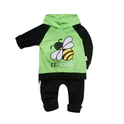 

Autumn Set Baby Boys Girls Long Sleeve Bee Pattern Hoodie Sweatshirt TopsPants Trouser Costume Set