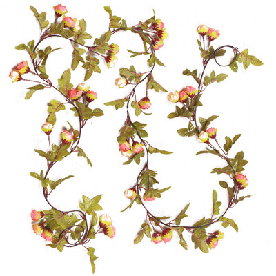 

Long Artificial Silk Rose Flower Vine Leaf Garland Lifelike Plant Wedding Party Home Decoration