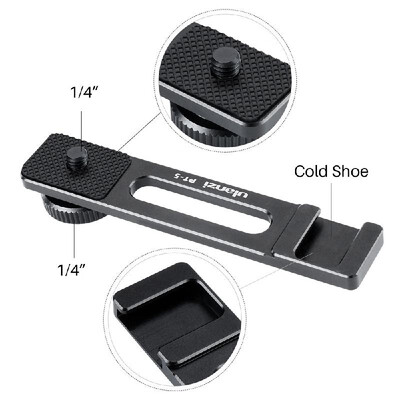 

Ulanzi PT-5 Vlogging Microphone Mount Stand Extension Bar Plate with Cold Shoe 14 Inch Screw Mounts for Sony A6000 A6100 A6300 A6