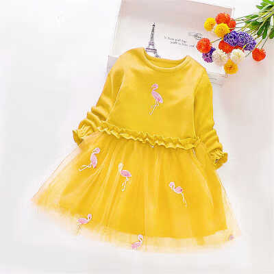 

2019 Autumn Casual Baby Girls Clothes Princess Dress Long Sleeve Bowknot Design Dress Children Pageant Sundress