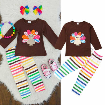 

US Newborn Baby Girl Boys Thanksgiving Turkey Long Sleeve Outfits Cotton Clothes