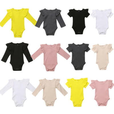 

US Newborn Baby Girls Tops Romper Jumpsuit Bodysuit Comfy Outfits Clothes Solid