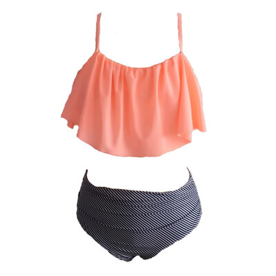 

Women High Waist Bikini Set Push Up Retro Ruffle High Waisted Bikini Halter Neck Bikini Two Piece Bathing Suit Swimming Swi Pro