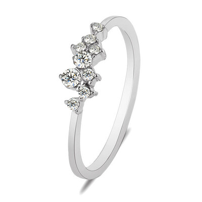 

Faddish 925 Sterling Silver Crystal 18K Solid Gold Simple 3 Diamonds Ring Zirconia Simple Rings For Women Anti Allergies