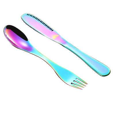 

Toponeto Set Stainless Steel Cutlery Gold Plated Dinnerware Creative function Knife Fork