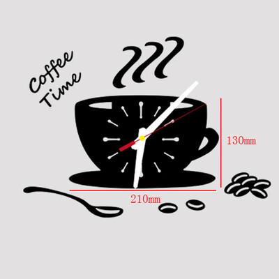 

Gobestart Coffee Shape Removable Diy Acrylic 3D Mirror Wall Sticker Decorative Clock