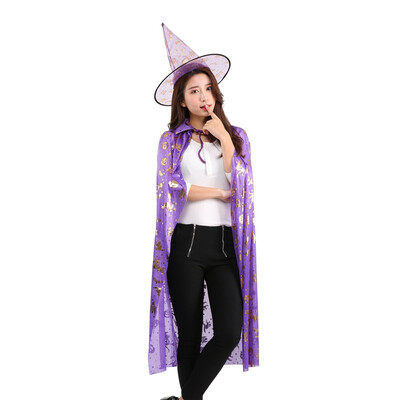 

Halloween Costume Witch Cloak Masquerade Cosplay Cape Hat Set Party Stage Props