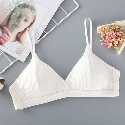

Women Bras Top Cotton Sexy Lingerie Push Up Striped Bras Wire Free Women Underwear
