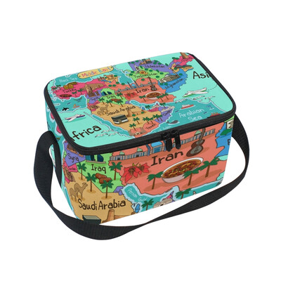 

ALAZA Lunch Box Insulated Lunch Bag Large Cooler Tote Bag Map Pattern for Men Women Girls Boys